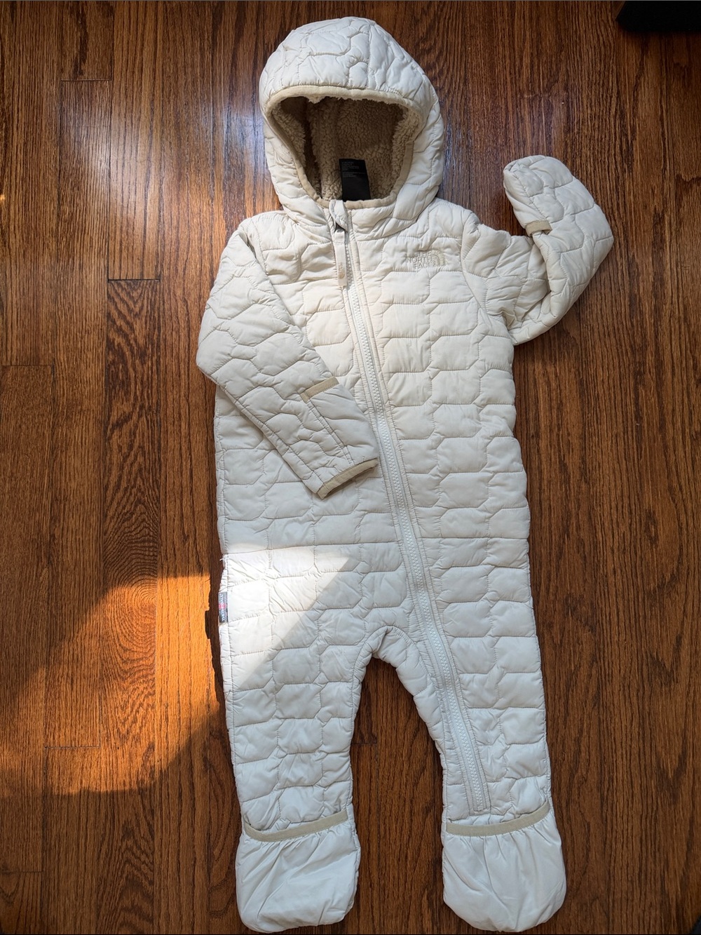 The North Face ThermoBall One-Piece - Infants Cream Quilted Hooded Baby One-Piec